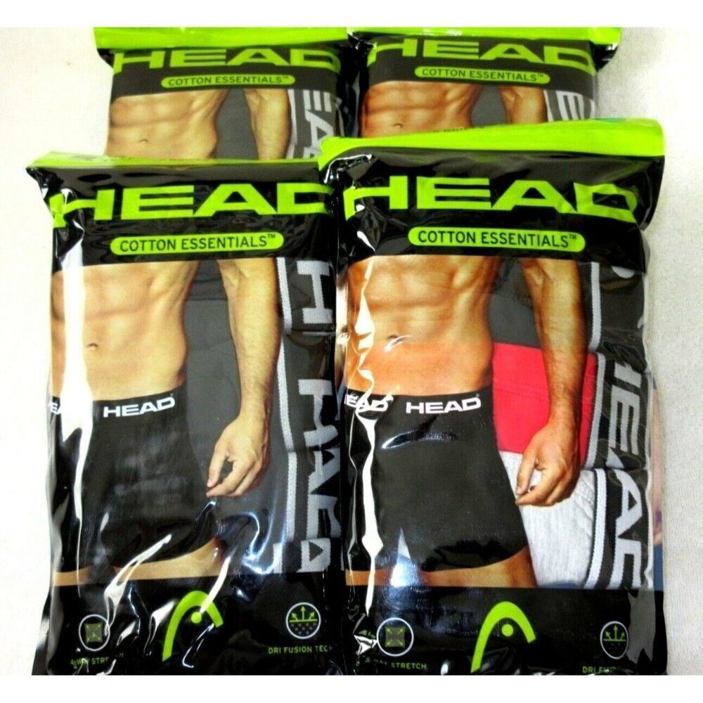Head Men's Cotton Essentials 5 Pack Boxer Briefs Solid Colors Tag Free NWT